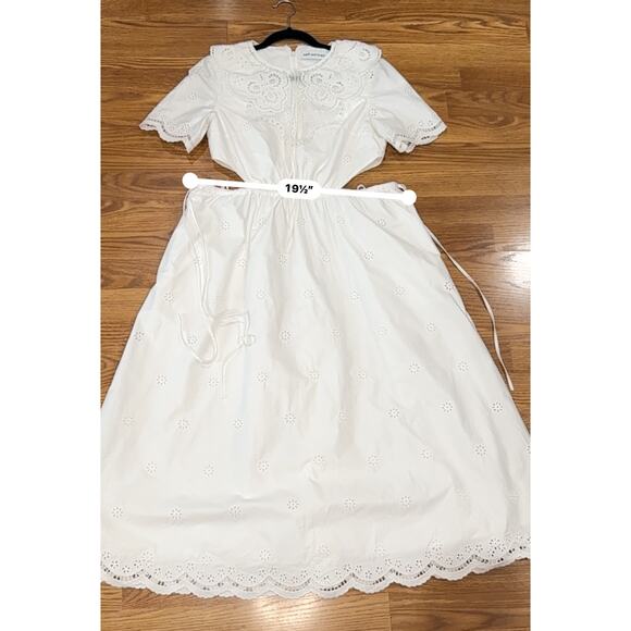 Self-Portrait WHITE COQUETTE DAISY COTTON BRODERIE ANGLAISE CUT OUT MIDI DRESS 8 - Picture 10 of 16